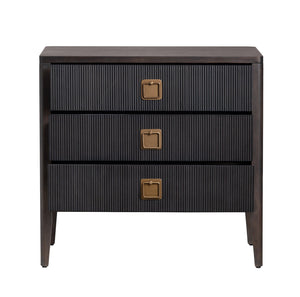 Crestview Collection Transitional 3 Drawer Accent Chest - Elegant Bayur Wood Cabinet With Reeded Fronts & Copper Pulls Brown Solid Wood Cvfdr1048
