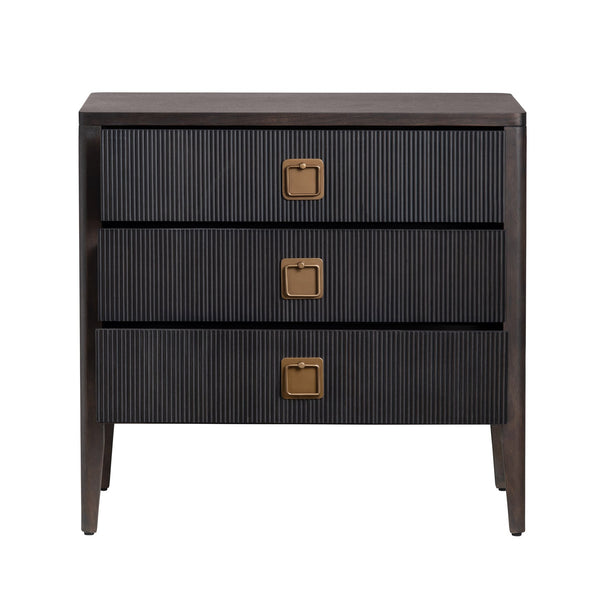 Crestview Collection Transitional 3 Drawer Accent Chest - Elegant Bayur Wood Cabinet With Reeded Fronts & Copper Pulls Brown Solid Wood Cvfdr1048