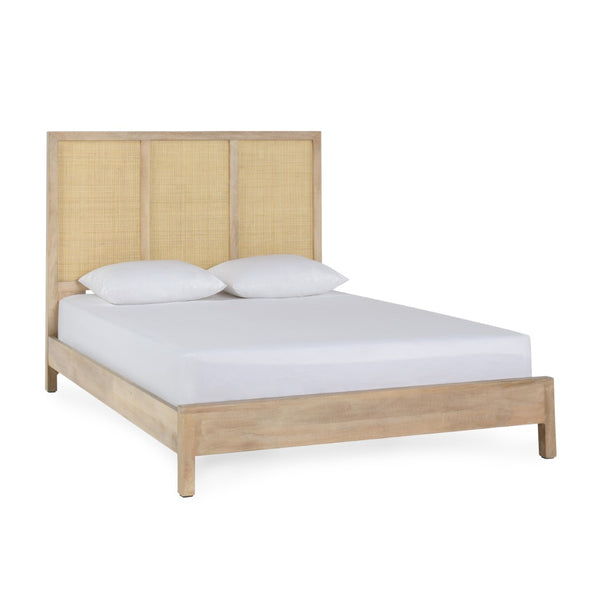 Classic Home Jensen Eastern King Bed in Meadow Taupe - Solid Mango Wood Frame with Handwoven Cane Panels 54010208