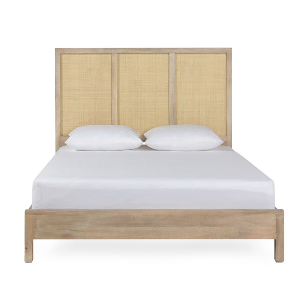 Classic Home Jensen Eastern King Bed in Meadow Taupe - Solid Mango Wood Frame with Handwoven Cane Panels 54010208