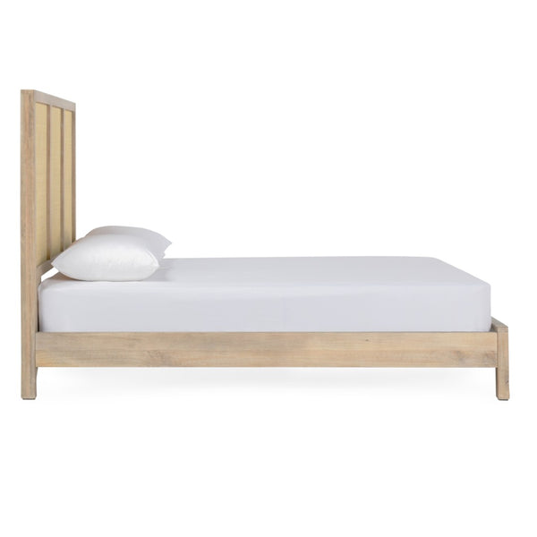 Classic Home Jensen Eastern King Bed in Meadow Taupe - Solid Mango Wood Frame with Handwoven Cane Panels 54010208