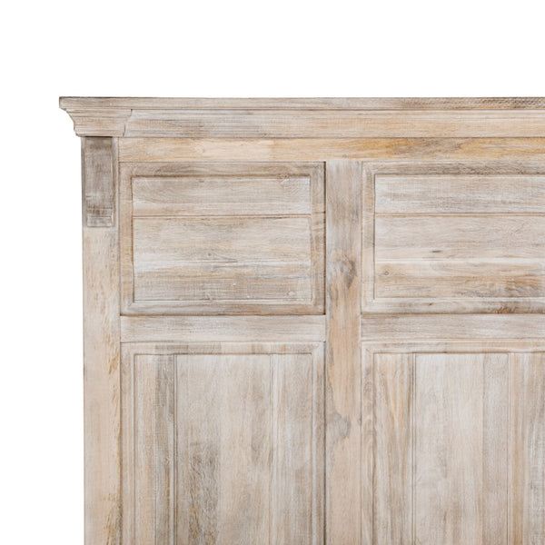 Classic Home Adelaide Queen Bed in Natural Cream Wash - Solid Mango Wood, Timeless Elegance for Any Décor 54010302