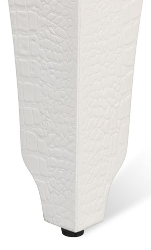 Sarreid Croco Embossed Leather Stool In Pearl Finish - Stylish, Durable, And Perfect For Any Home Decor Ivory  54011-2