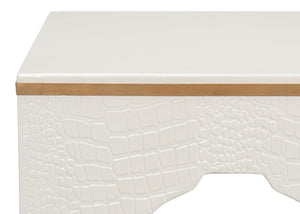 Sarreid Croco Embossed Leather Stool In Pearl Finish - Stylish, Durable, And Perfect For Any Home Decor Ivory  54011-2