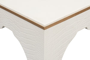 Sarreid Croco Embossed Leather Stool In Pearl Finish - Stylish, Durable, And Perfect For Any Home Decor Ivory  54011-2