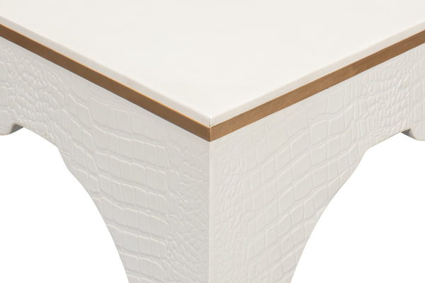 Sarreid Croco Embossed Leather Stool In Pearl Finish - Stylish, Durable, And Perfect For Any Home Decor Ivory  54011-2