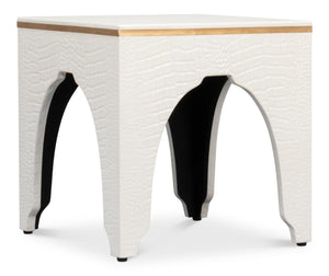 Sarreid Croco Embossed Leather Stool In Pearl Finish - Stylish, Durable, And Perfect For Any Home Decor Ivory  54011-2