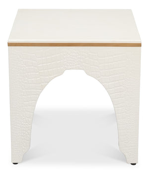Sarreid Croco Embossed Leather Stool In Pearl Finish - Stylish, Durable, And Perfect For Any Home Decor Ivory  54011-2