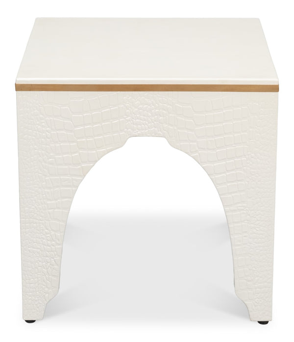 Sarreid Croco Embossed Leather Stool In Pearl Finish - Stylish, Durable, And Perfect For Any Home Decor Ivory  54011-2