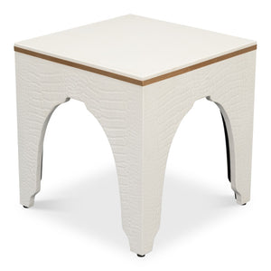 Sarreid Croco Embossed Leather Stool In Pearl Finish - Stylish, Durable, And Perfect For Any Home Decor Ivory  54011-2