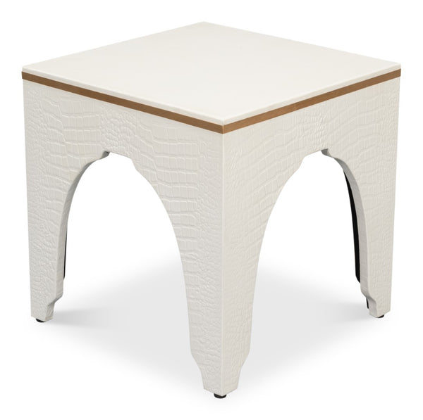 Sarreid Croco Embossed Leather Stool In Pearl Finish - Stylish, Durable, And Perfect For Any Home Decor Ivory  54011-2