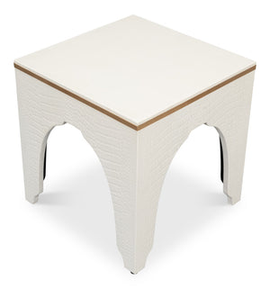 Sarreid Croco Embossed Leather Stool In Pearl Finish - Stylish, Durable, And Perfect For Any Home Decor Ivory  54011-2