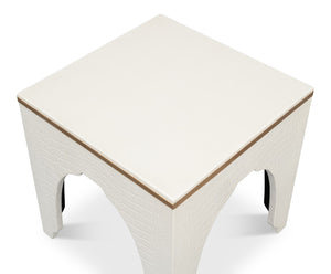 Sarreid Croco Embossed Leather Stool In Pearl Finish - Stylish, Durable, And Perfect For Any Home Decor Ivory  54011-2