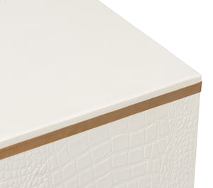 Sarreid Croco Embossed Leather Stool In Pearl Finish - Stylish, Durable, And Perfect For Any Home Decor Ivory  54011-2