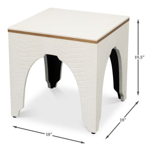 Sarreid Croco Embossed Leather Stool In Pearl Finish - Stylish, Durable, And Perfect For Any Home Decor Ivory  54011-2