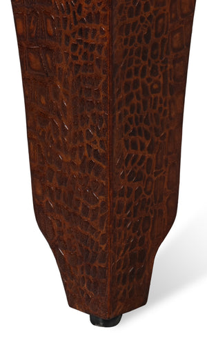 Sarreid Croco Embossed Leather Stool - Elegant Tan Tessoro Design For Chic Home Decor And Comfort Brown  54011-4