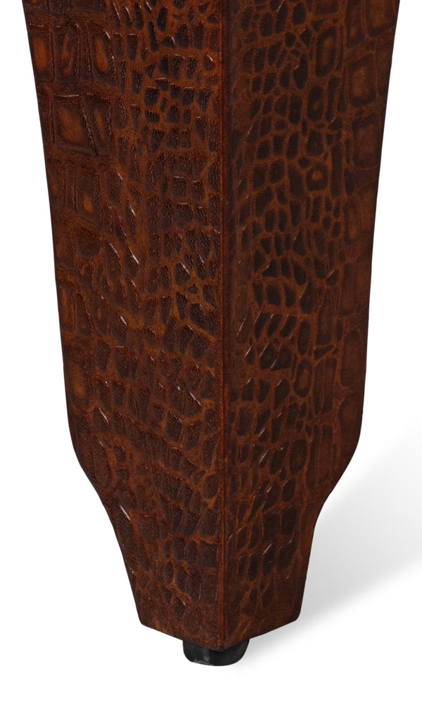 Sarreid Croco Embossed Leather Stool - Elegant Tan Tessoro Design For Chic Home Decor And Comfort Brown  54011-4