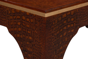 Sarreid Croco Embossed Leather Stool - Elegant Tan Tessoro Design For Chic Home Decor And Comfort Brown  54011-4