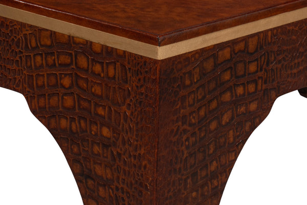 Sarreid Croco Embossed Leather Stool - Elegant Tan Tessoro Design For Chic Home Decor And Comfort Brown  54011-4