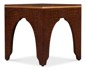 Sarreid Croco Embossed Leather Stool - Elegant Tan Tessoro Design For Chic Home Decor And Comfort Brown  54011-4