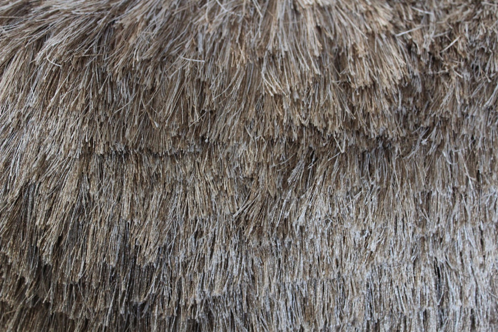 Moti Lia Beige Shag Pouf  54011011