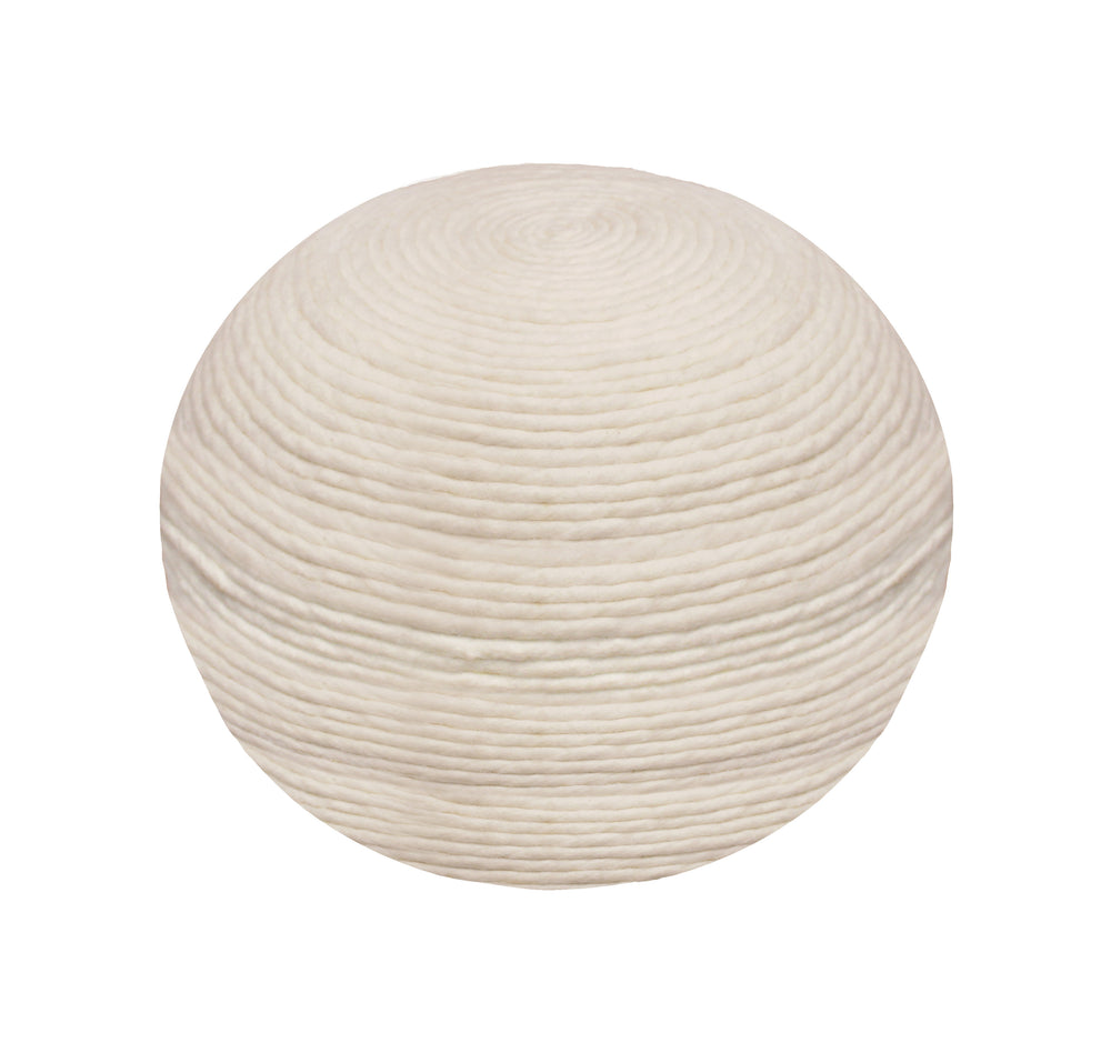Moti Ellis Ivory Wool Pouf with Polyester Fill 54011027
