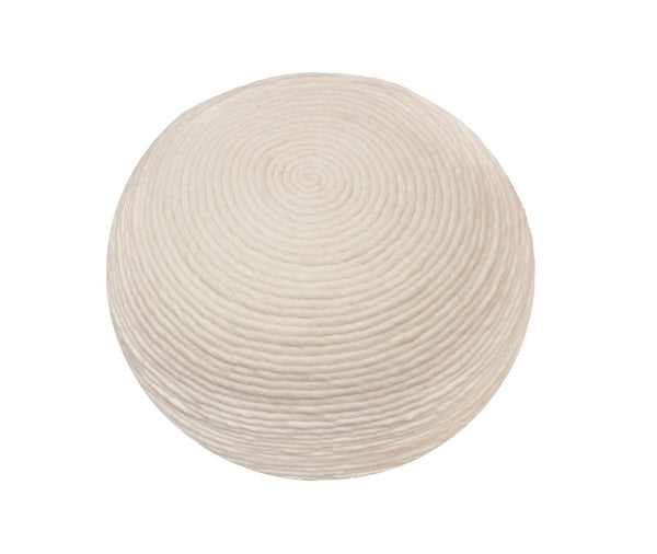 Moti Ellis Ivory Wool Pouf with Polyester Fill 54011027