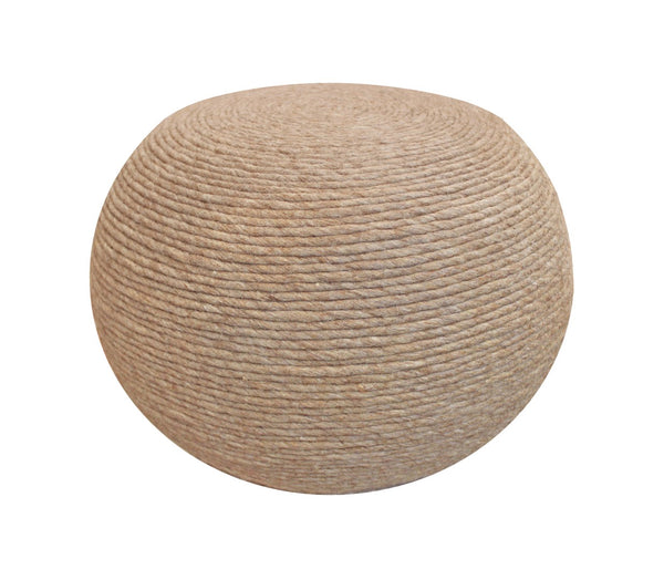 Moti Ellis Beige Wool Pouf with Polyester Fill 54011029