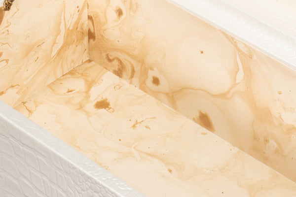 Sarreid Lyle Leather Box Pearl - Elegant Croco Embossed Design With Gold Hinged Lid & Sturdy Wood Base Ivory  54012-2