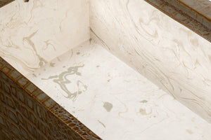 Sarreid Lyle Antique Green Leather Box - Croco Embossed Design With Gold Hinged Lid & Elegant Legs Green  54012-3