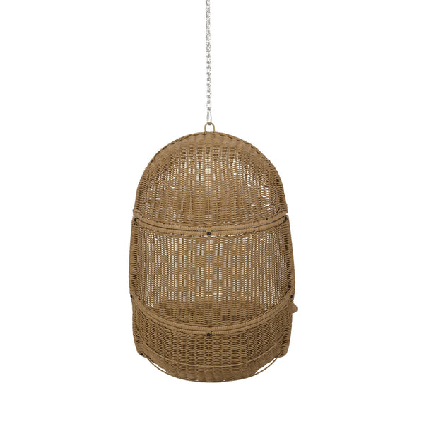 English Elm Christopher Knight Home® - Berkshire Woven Hanging Chair With 8Ft Adjustable Chain – Cozy Indoor/Outdoor Seat With Cushions 70842.00BGE