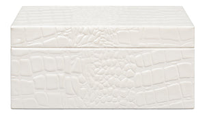 Sarreid Candece Antique Pearl Leather Boxes S/2 – Elegant Croco Embossed Design For Stylish Storage Solutions Ivory  54013-2