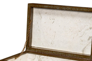 Sarreid Candece Leather Box Set Of 2 - Antique Green Croco Embossed Over Wood For Chic Storage Solutions Green  54013-3