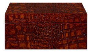 Sarreid Candece Leather Box Set Of 2 - Luxurious Croco Embossed Tan Tessoro Leather With Elegant Finish Brown  54013-4