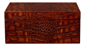 Sarreid Candece Leather Box Set Of 2 - Luxurious Croco Embossed Tan Tessoro Leather With Elegant Finish Brown  54013-4