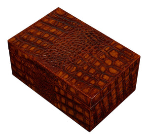 Sarreid Candece Leather Box Set Of 2 - Luxurious Croco Embossed Tan Tessoro Leather With Elegant Finish Brown  54013-4