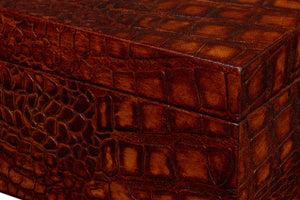 Sarreid Candece Leather Box Set Of 2 - Luxurious Croco Embossed Tan Tessoro Leather With Elegant Finish Brown  54013-4