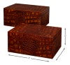 Sarreid Candece Leather Box Set Of 2 - Luxurious Croco Embossed Tan Tessoro Leather With Elegant Finish Brown  54013-4