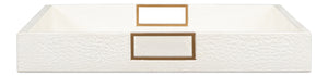 Sarreid Norton Croco Leather Tray In Elegant Pearl Finish - Stylish Wood, Brass, And Steel Accents Ivory  54014-2