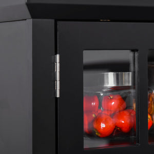 English Elm HOMCOM Elegant Kitchen Hutch Buffet with Adjustable Shelves, Framed Glass Doors, Microwave Nook, Black W2225P229572