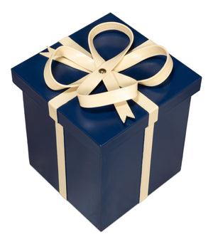 Sarreid Ferrell Leather Holiday Boxes Set Of 3 - Stylish Navy & Bone Decor For Elegant Gift Storage Blue  54025