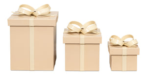 Sarreid Ferrell Leather Holiday Storage Boxes Set Of 3 - Elegant Taupe & Bone Finish, Stylish & Functional Tan  54026