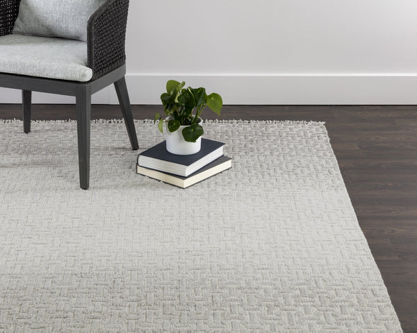 Sunpan Ingrid Hand-Knotted Rug - Sustainable, Unique Ombre Design with Fringe for Indoor and Outdoor Spaces 5' X 8'