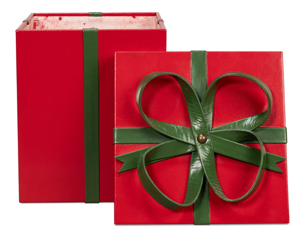 Sarreid Ferrell Leather Holiday Boxes Set Of 3 In Festive Red & Green - Perfect For Gift-giving & Décor! Red  54027