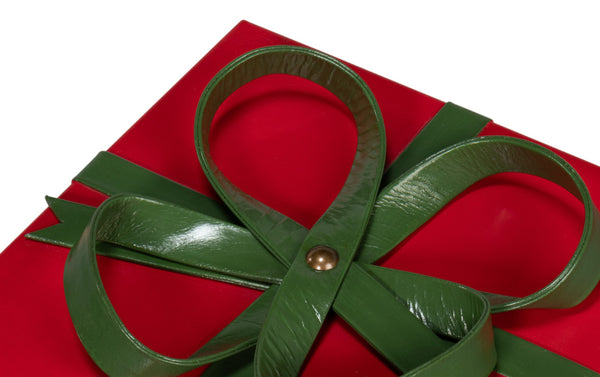 Sarreid Ferrell Leather Holiday Boxes Set Of 3 In Festive Red & Green - Perfect For Gift-giving & Décor! Red  54027