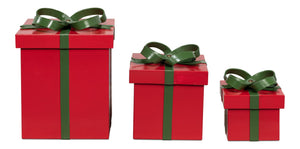 Sarreid Ferrell Leather Holiday Boxes Set Of 3 In Festive Red & Green - Perfect For Gift-giving & Décor! Red  54027