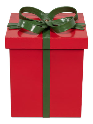 Sarreid Ferrell Leather Holiday Boxes Set Of 3 In Festive Red & Green - Perfect For Gift-giving & Décor! Red  54027