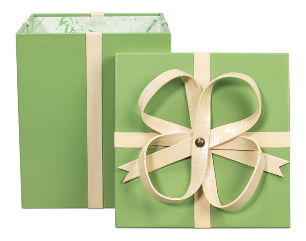 Sarreid Ferrell Leather Holiday Storage Boxes Set Of 3 - Elegant Sage Green & Bone Décor For Your Home Green  54028