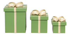 Sarreid Ferrell Leather Holiday Storage Boxes Set Of 3 - Elegant Sage Green & Bone Décor For Your Home Green  54028