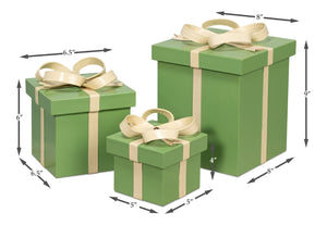 Sarreid Ferrell Leather Holiday Storage Boxes Set Of 3 - Elegant Sage Green & Bone Décor For Your Home Green  54028